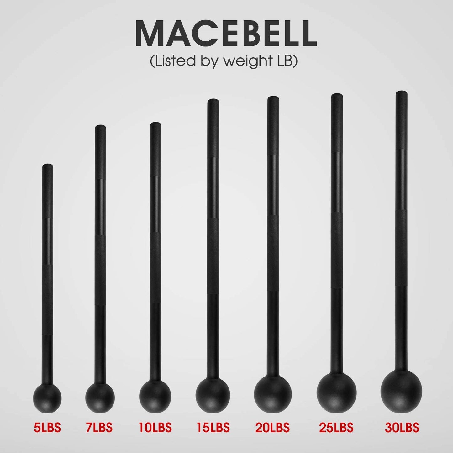 Steel Mace Bell for Strength Training, Shoulder, Grips & Forearms Workouts - Weight Available: 5, 7, 10, 15, 20, 25, 30 Lbs