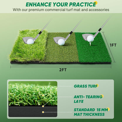 Golf Net, 10X7Ft Durable Golf Practice Net for Backyard Driving & Garage - All-In-1 Golf Hitting Net with Golf Mat, 9 Golf Balls, 9 Golf Tee, and Carry Bag for Training