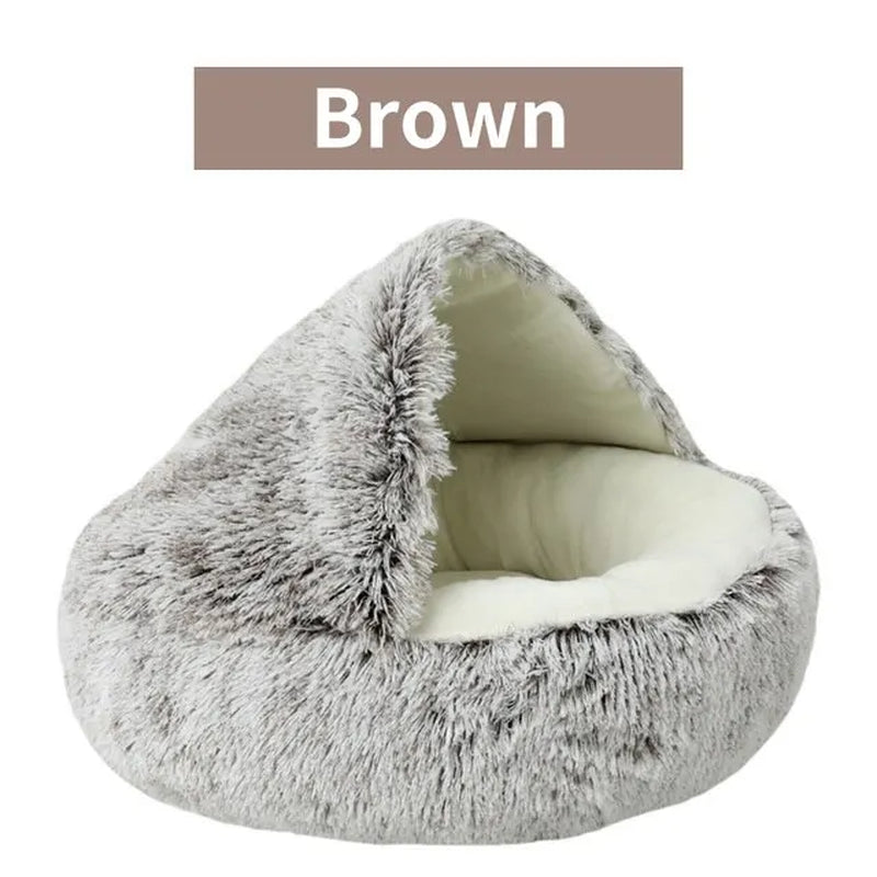 Plush round Cat Bed Pet Mattress Warm Soft Comfortable Basket Cat Dog 2 in 1 Sleeping Bag Nest for Small Dogs