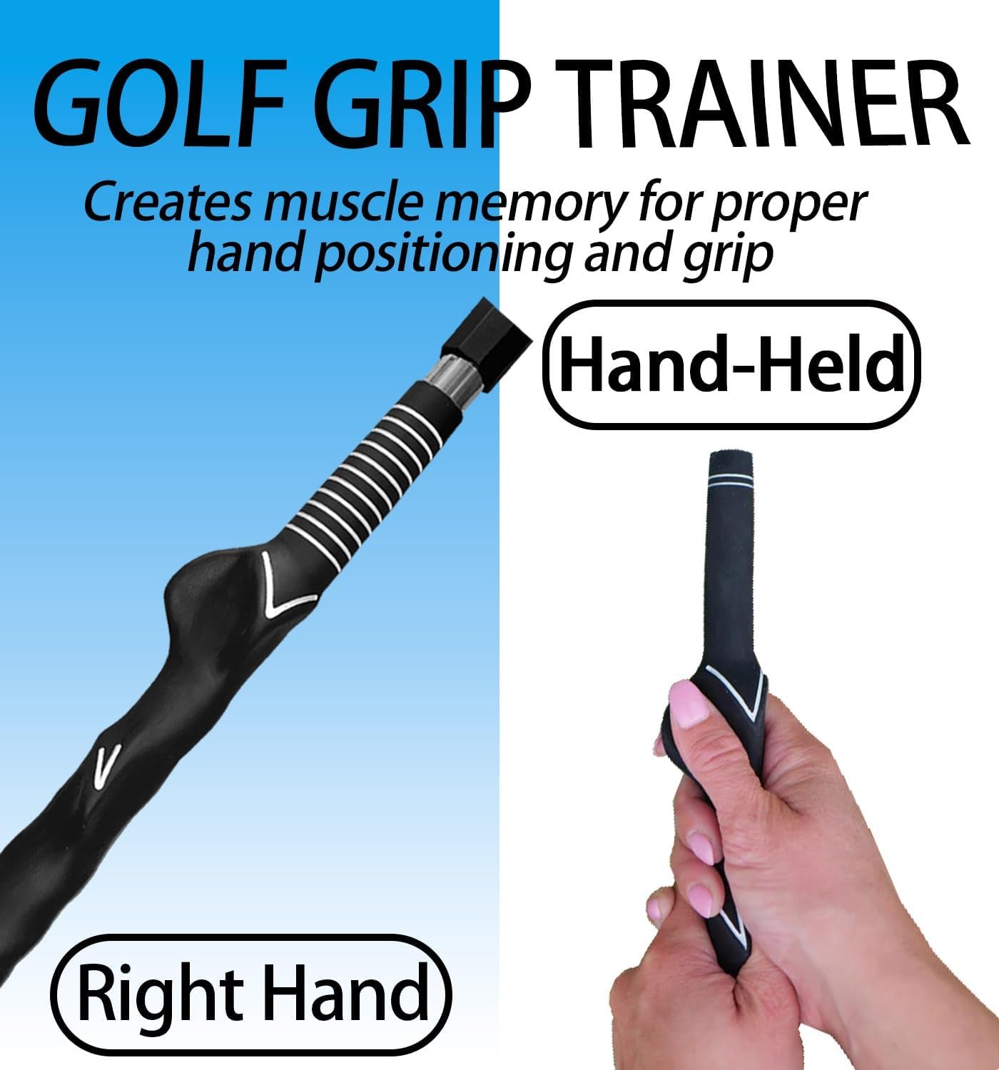 Golf Swing Trainer Aid - Golf Training Aid to Improve Hinge, Forearm Rotation, Shoulder Turna and Grip.Portable Collapsible Swing Trainer Equipped with Golf Grip Trainer