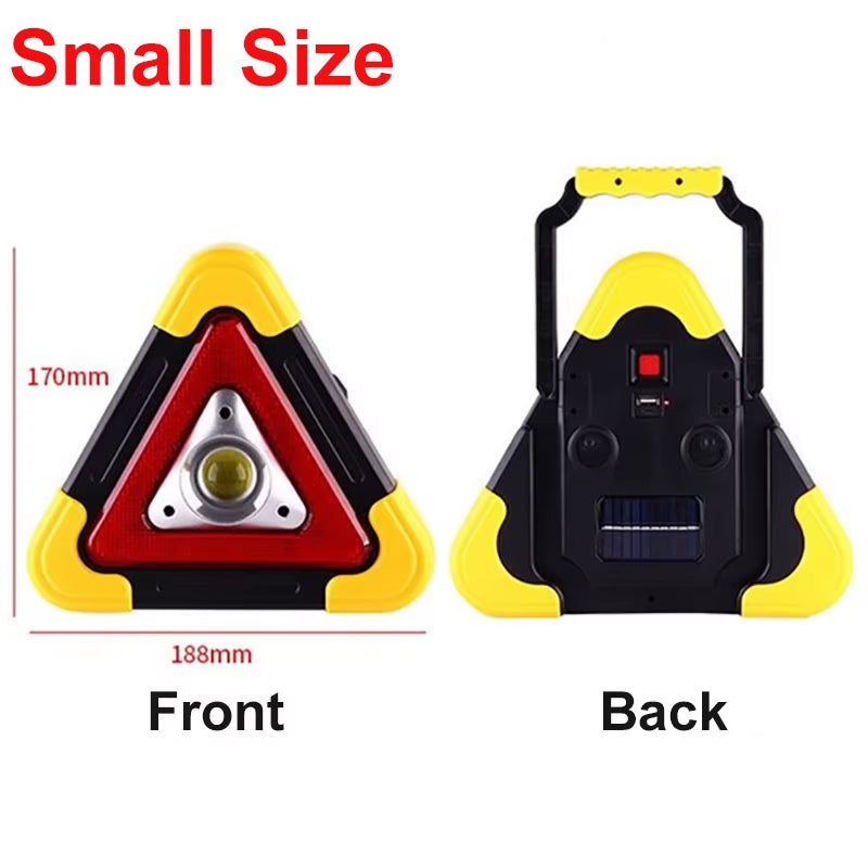 3-In-1 4-Modes Solar Emergency Triangle Warning Light Portable Safety Breakdown Alarm Lamp for Roadside Rescue Kit Outdoor Using