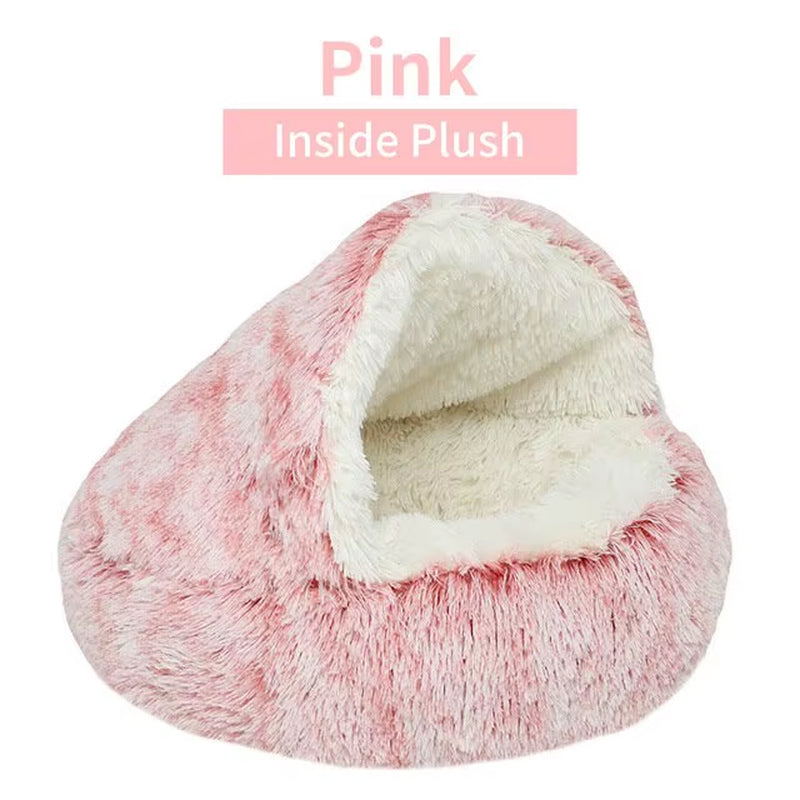 Plush round Cat Bed Pet Mattress Warm Soft Comfortable Basket Cat Dog 2 in 1 Sleeping Bag Nest for Small Dogs
