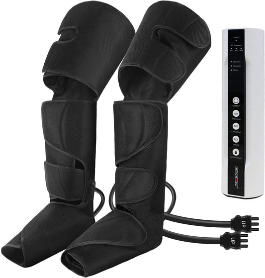 Leg Massager for Circulation and Pain Relief, Air Compression Foot Calf Thigh Massage, Full Leg Massager 3 Modes 3 Intensities 2 Extenders