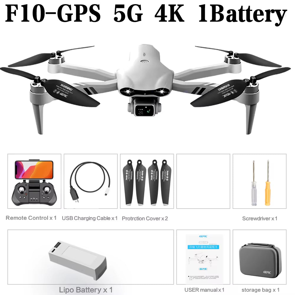 4DRC F10 RC Drone GPS 6K HD Dual Camera Wide-Angle 5G WIFI Fpv Quadcopter Brushless Foldable Obstacle Avoidance Aerial UAV 2KM