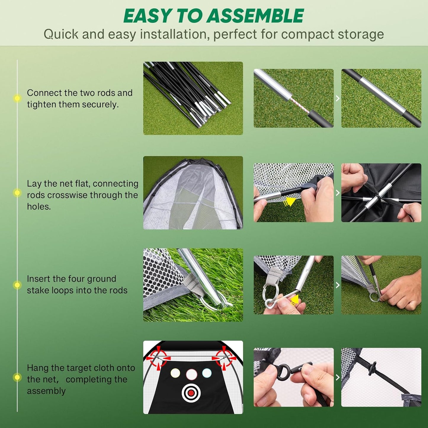 Golf Net, 10X7Ft Durable Golf Practice Net for Backyard Driving & Garage - All-In-1 Golf Hitting Net with Golf Mat, 9 Golf Balls, 9 Golf Tee, and Carry Bag for Training