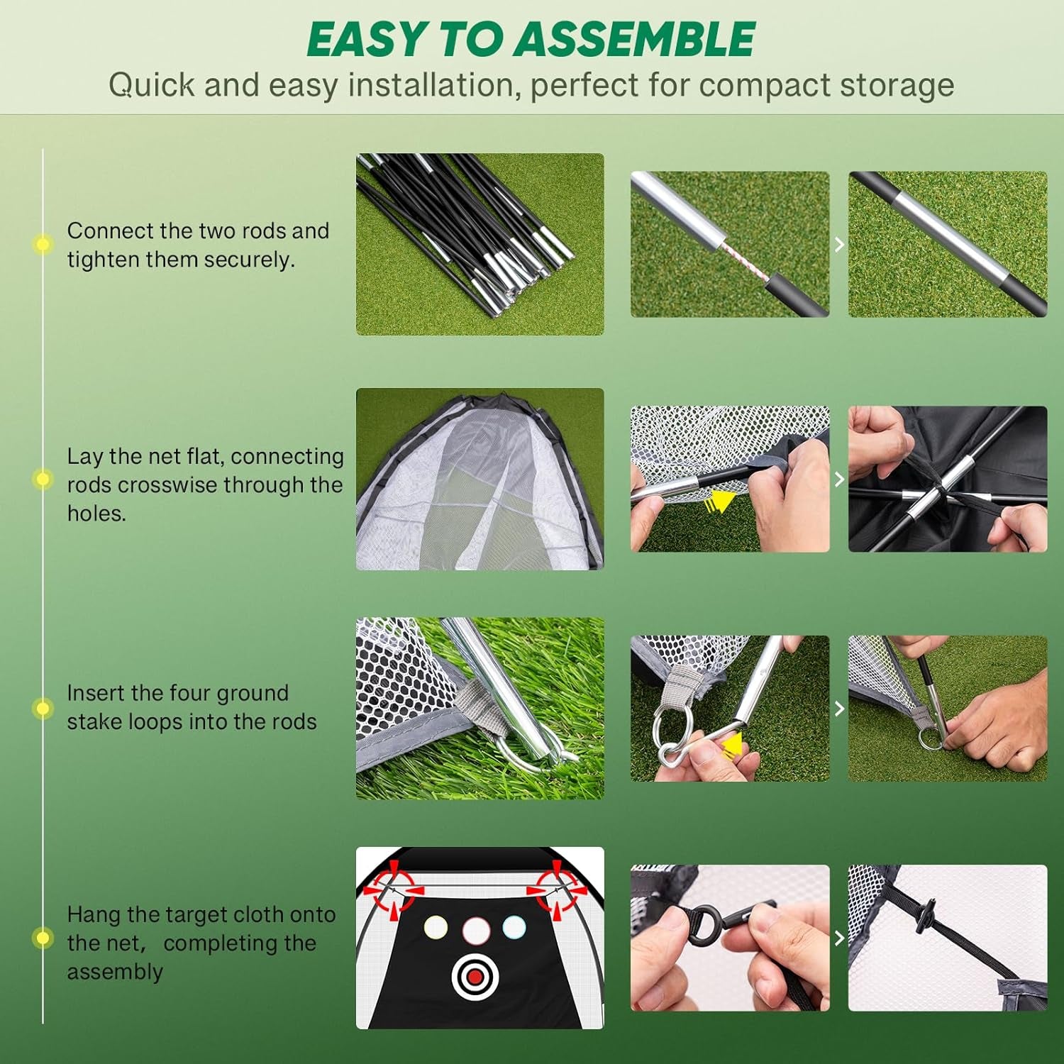 Golf Net, 10X7Ft Durable Golf Practice Net for Backyard Driving & Garage - All-In-1 Golf Hitting Net with Golf Mat, 9 Golf Balls, 9 Golf Tee, and Carry Bag for Training