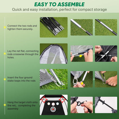 Golf Net, 10X7Ft Durable Golf Practice Net for Backyard Driving & Garage - All-In-1 Golf Hitting Net with Golf Mat, 9 Golf Balls, 9 Golf Tee, and Carry Bag for Training