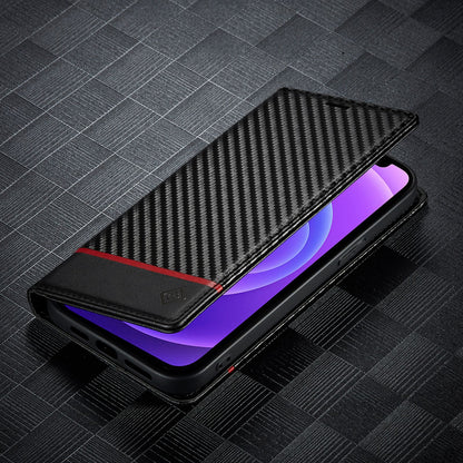 Leather Case Carbon Fiber Magnetic Mixed Style Protective Shell Phone Case