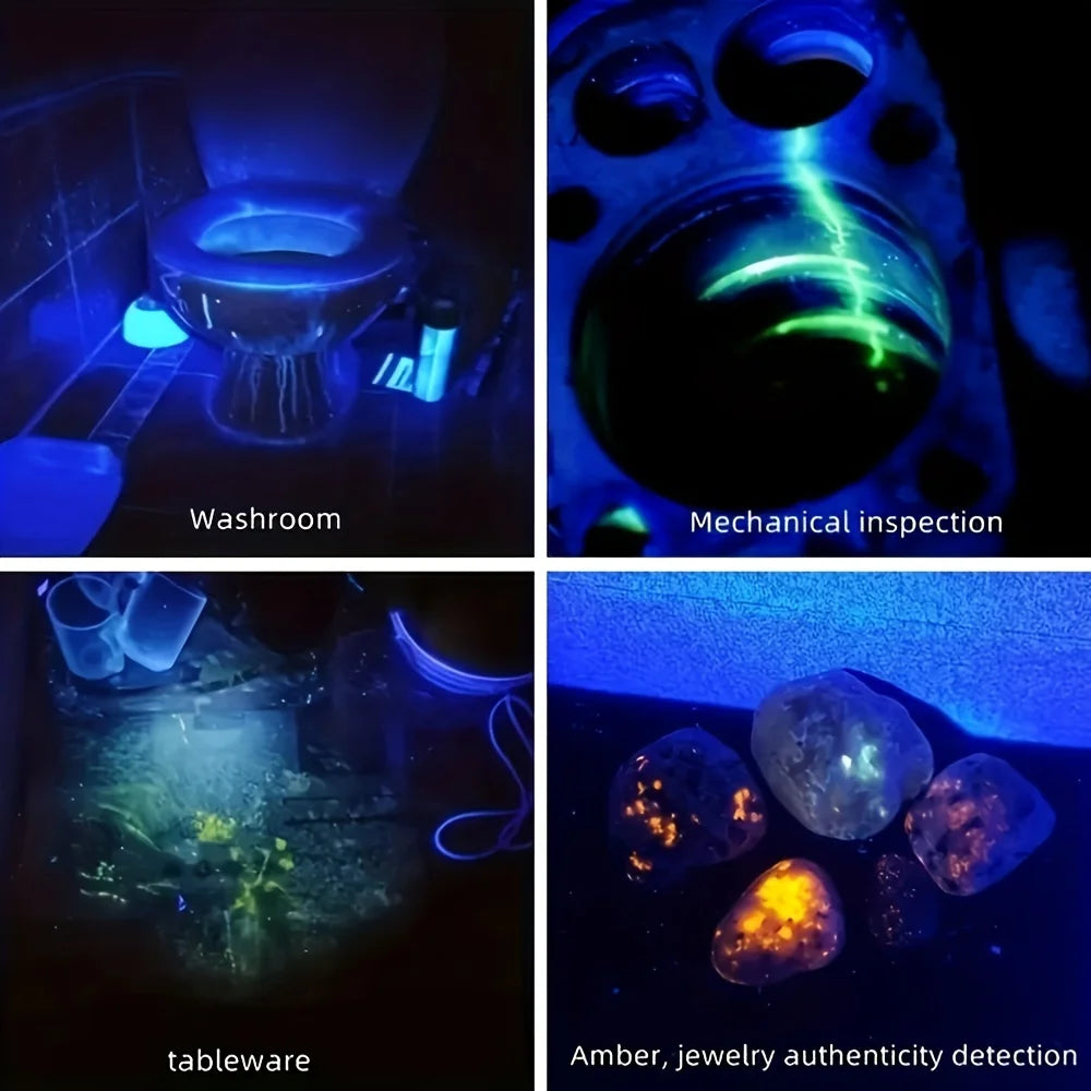 Portable UV Flashlight UV395NM Zoomable ABS Torch 3 Modes Camping Ultraviolet Flashlights for Pet Stacks Fluorescent Detection