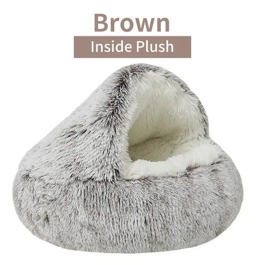 Plush round Cat Bed Pet Mattress Warm Soft Comfortable Basket Cat Dog 2 in 1 Sleeping Bag Nest for Small Dogs