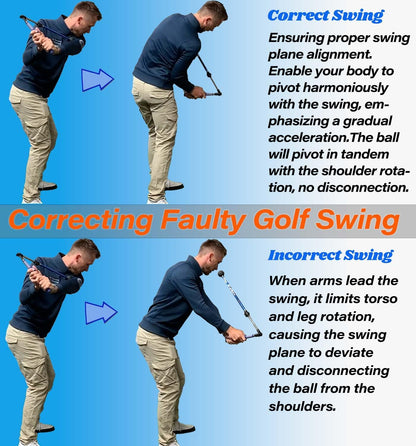 Golf Swing Trainer Aid - Golf Training Aid to Improve Hinge, Forearm Rotation, Shoulder Turna and Grip.Portable Collapsible Swing Trainer Equipped with Golf Grip Trainer