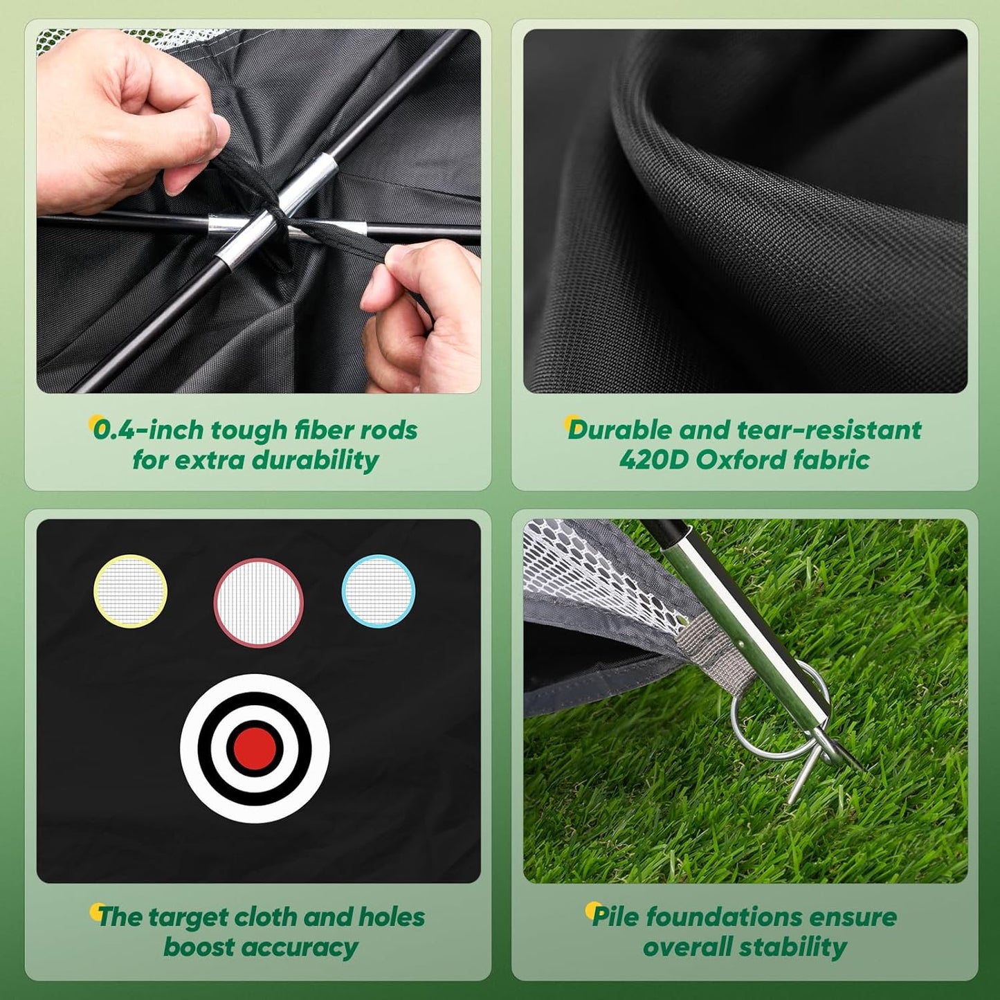 Golf Net, 10X7Ft Durable Golf Practice Net for Backyard Driving & Garage - All-In-1 Golf Hitting Net with Golf Mat, 9 Golf Balls, 9 Golf Tee, and Carry Bag for Training