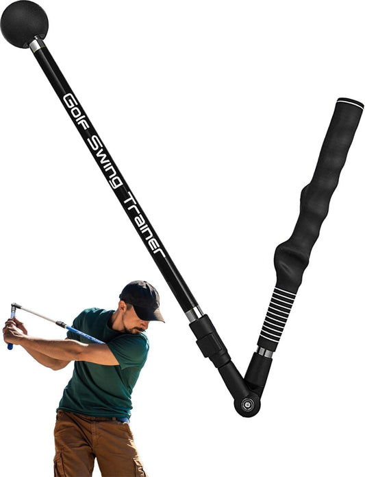 Golf Swing Trainer Aid - Golf Training Aid to Improve Hinge, Forearm Rotation, Shoulder Turna and Grip.Portable Collapsible Swing Trainer Equipped with Golf Grip Trainer