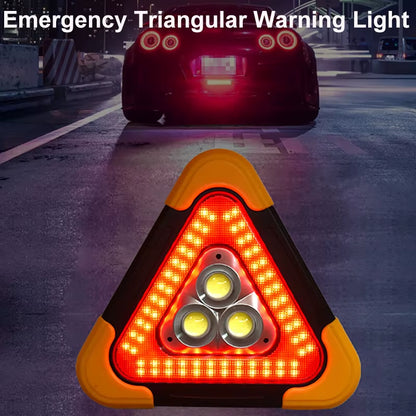 3-In-1 4-Modes Solar Emergency Triangle Warning Light Portable Safety Breakdown Alarm Lamp for Roadside Rescue Kit Outdoor Using